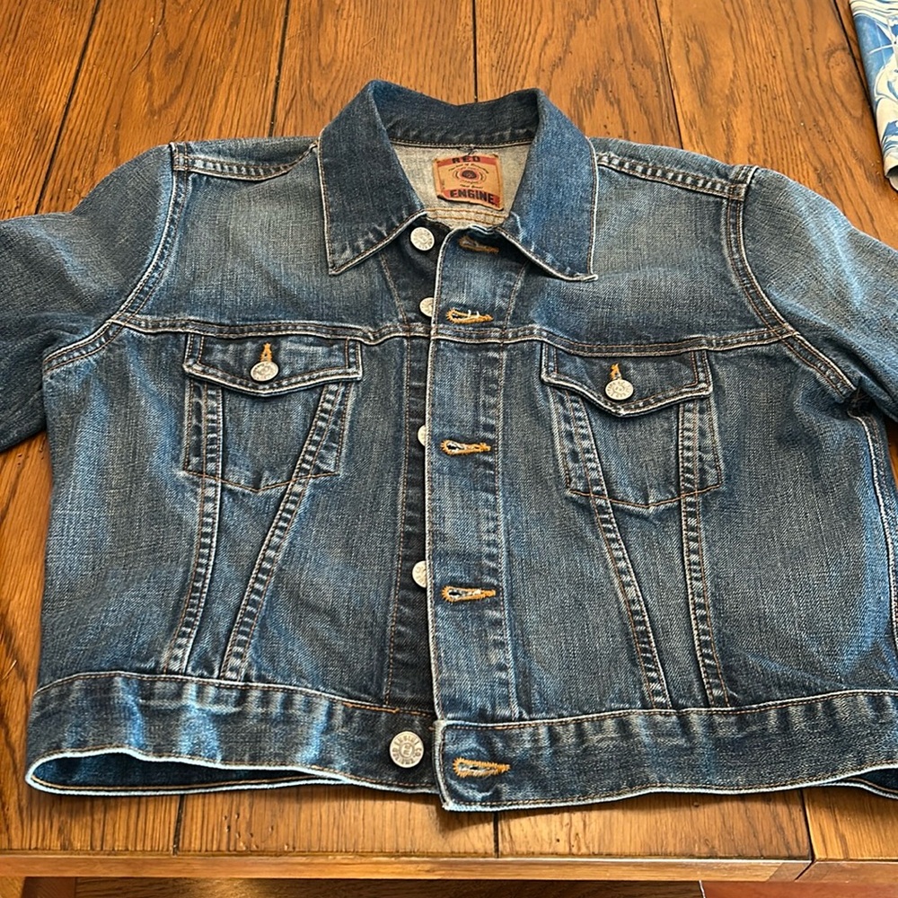 Red Engine cropped Jean jacket